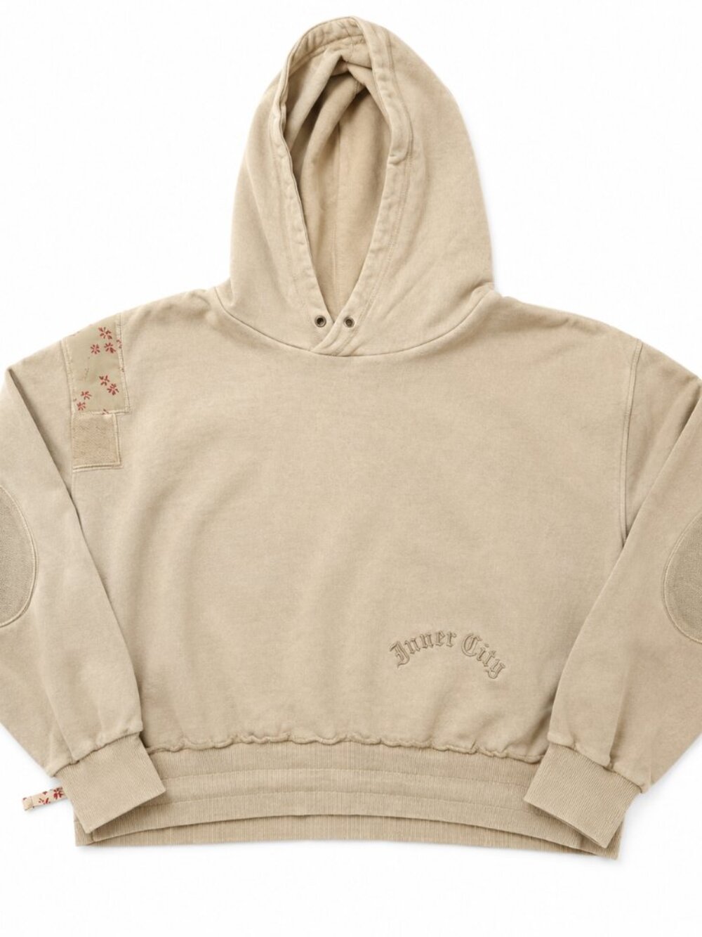 Honor The Gift Women's Cropped Hoodie Size Large Tan Embroidered Pullover Sweats